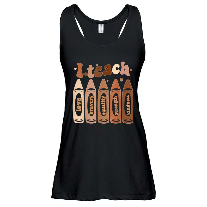 I Teach Black History Month Melanin Afro African Teacher Ladies Essential Flowy Tank