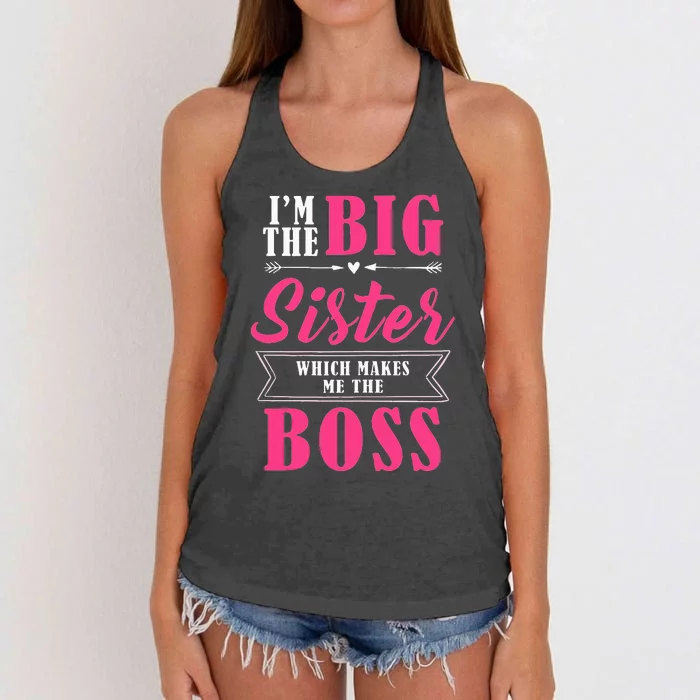 Im The Big Sister Which Makes Me The Boss Women's Knotted Racerback Tank