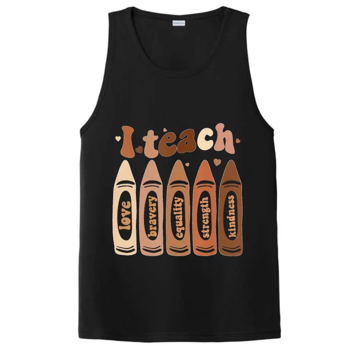 I Teach Black History Month Melanin Afro African Teacher Performance Tank