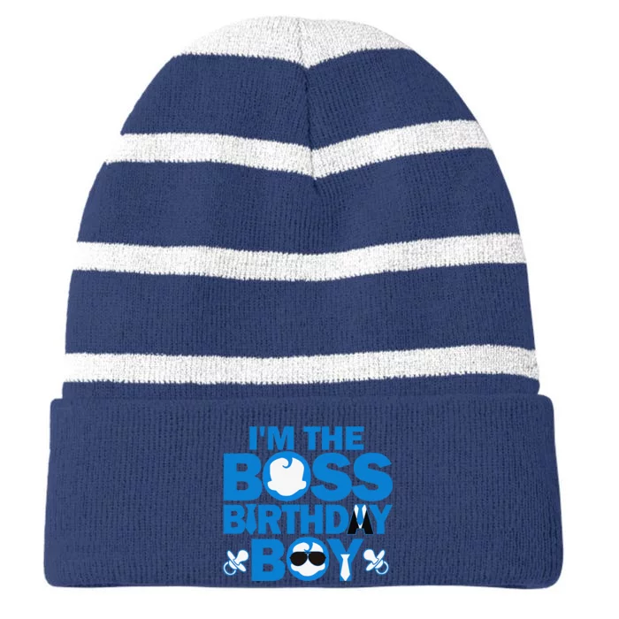 Im The Boss Birthday Baby Family Party Decorations Striped Beanie with Solid Band