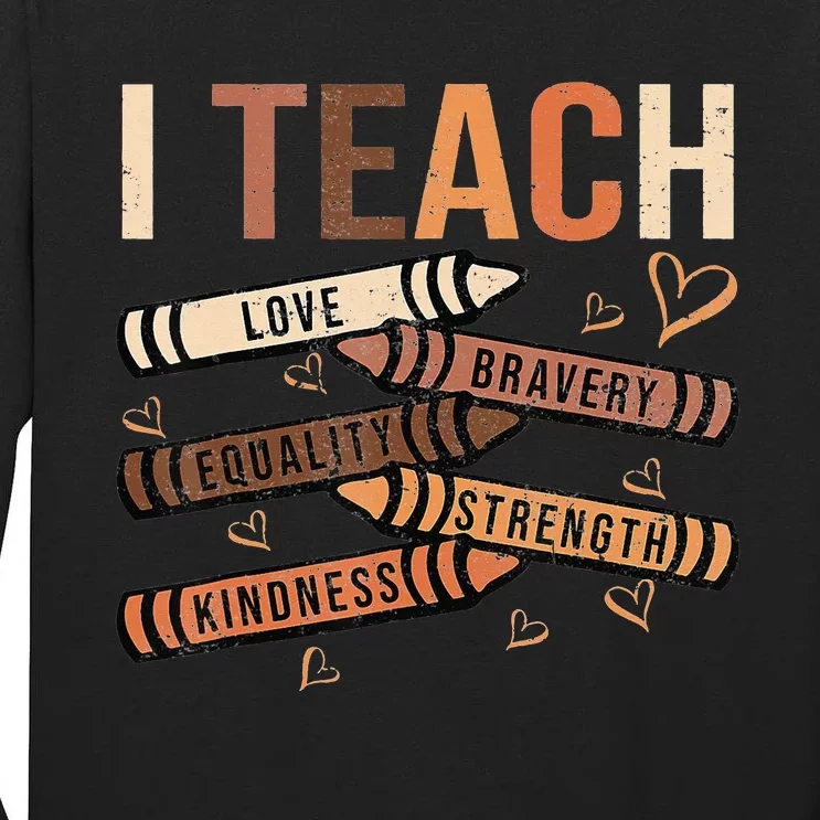 I Teach Black History Month Melanin Afro African Teacher Tall Long Sleeve T-Shirt