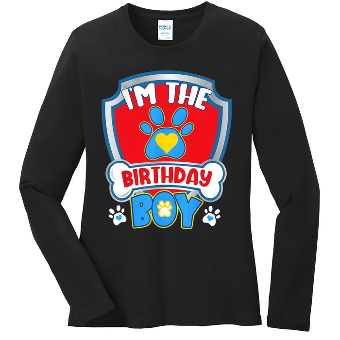 Im The Birthday Boy Dog Paw Family Matching Ladies Long Sleeve Shirt