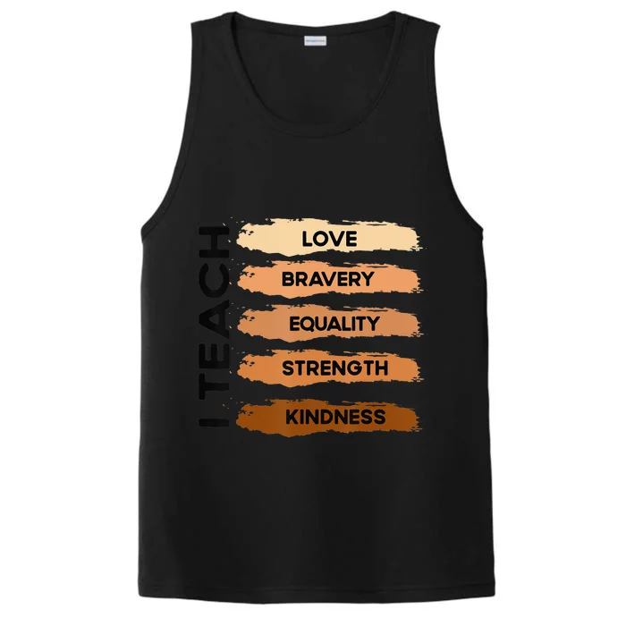 I Teach Black History Month Melanin Afro African Teacher Performance Tank