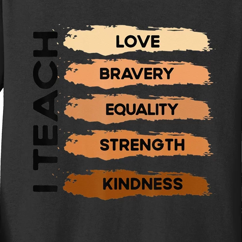 I Teach Black History Month Melanin Afro African Teacher Kids Long Sleeve Shirt