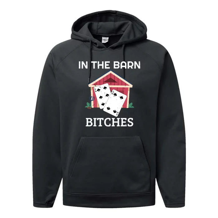 In The Barn Euchre Score Card Game Design Performance Fleece Hoodie