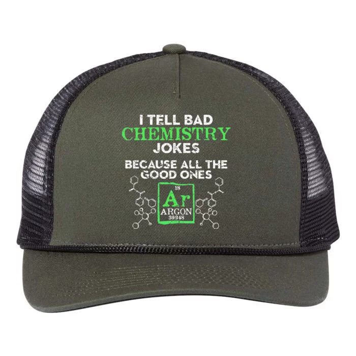 I Tell Bad Jokes Argon Funny Chemistry Joke Retro Rope Trucker Hat Cap