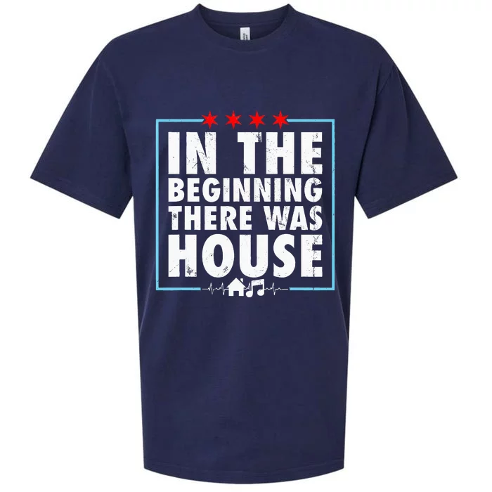 In The Beginning There Was House Music Chicago Edm Retro Sueded Cloud Jersey T-Shirt