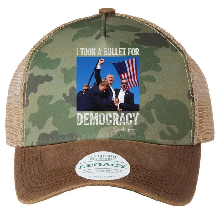 I Took Bullet For Democracy Trump Shooting Rally Trump 2024 Legacy Tie Dye Trucker Hat