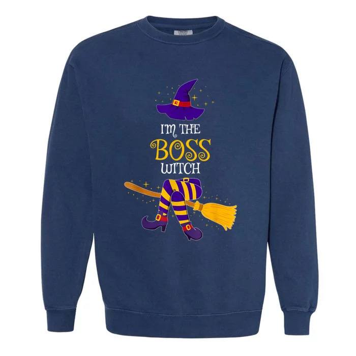 I’M The Boss Witch Family Matching Costume Halloween Garment-Dyed Sweatshirt