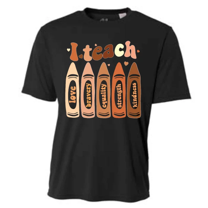 I Teach Black History Month Melanin Afro African Teacher Cooling Performance Crew T-Shirt