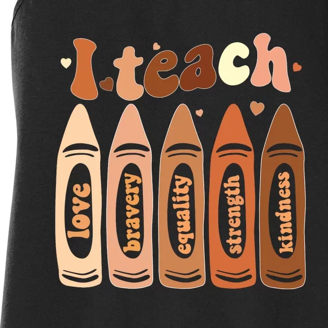 I Teach Black History Month Melanin Afro African Teacher Women's Racerback Tank