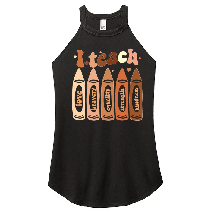 I Teach Black History Month Melanin Afro African Teacher Women’s Perfect Tri Rocker Tank