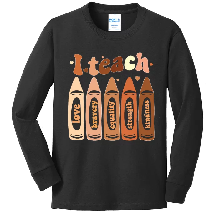 I Teach Black History Month Melanin Afro African Teacher Kids Long Sleeve Shirt