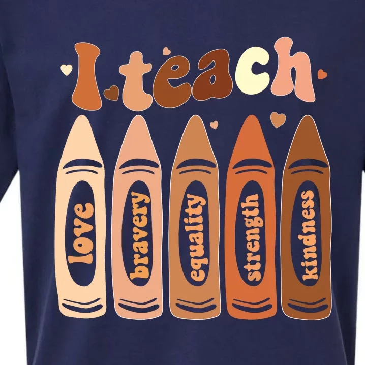 I Teach Black History Month Melanin Afro African Teacher Sueded Cloud Jersey T-Shirt