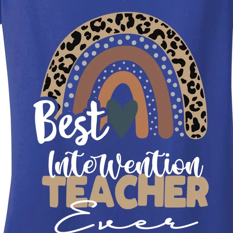 Intervention Teacher Boho Rainbow Teacher Appreciation Gift Women's V-Neck T-Shirt