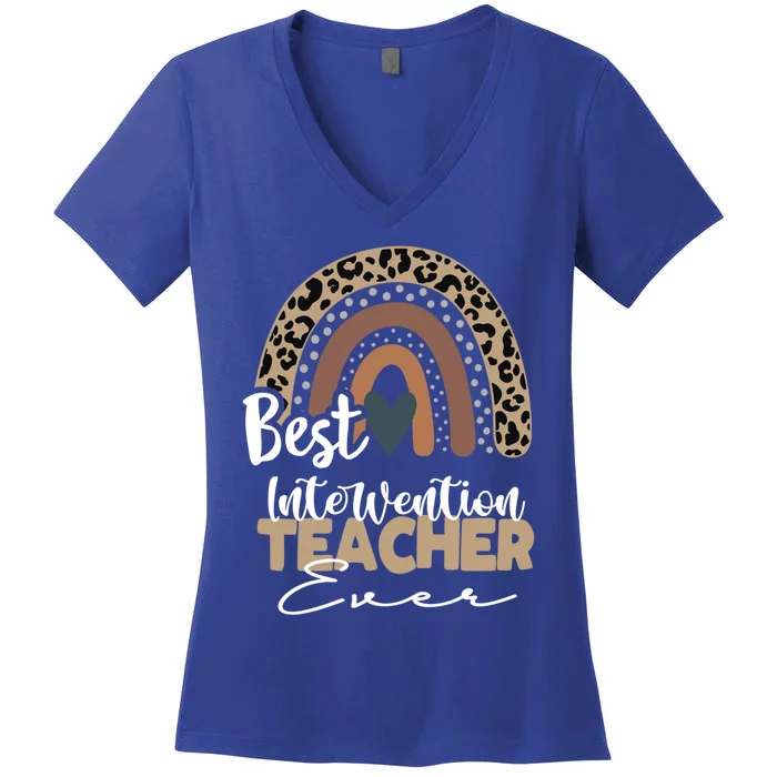 Intervention Teacher Boho Rainbow Teacher Appreciation Gift Women's V-Neck T-Shirt