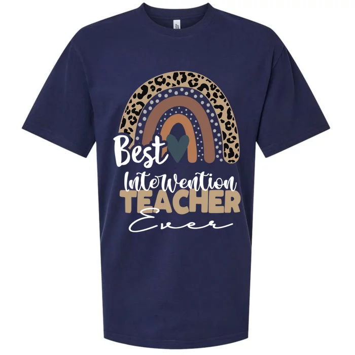 Intervention Teacher Boho Rainbow Teacher Appreciation Gift Sueded Cloud Jersey T-Shirt