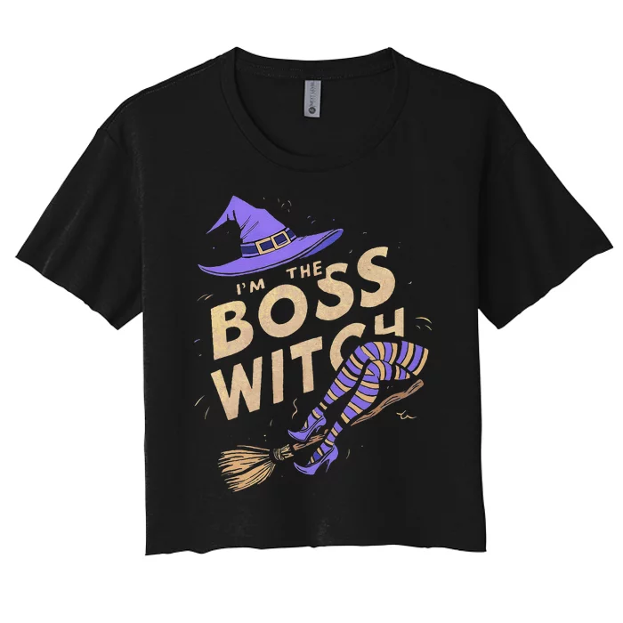 I’M The Boss Witch Halloween Women's Crop Top Tee