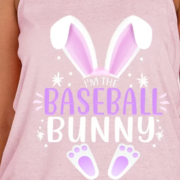 I'm The Baseball Bunny Easter Day Rabbit Family Matching Gift Women's Knotted Racerback Tank