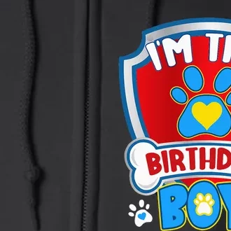 Im The Birthday Boy Dog Paw Family Matching Full Zip Hoodie