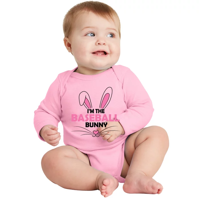 I'm The Baseball Bunny Graphic Cute Easter Day Costume Cute Gift Baby Long Sleeve Bodysuit