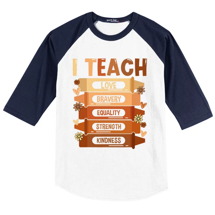 I Teach Black History Month Melanin Afro Teacher Juneteenth Baseball Sleeve Shirt