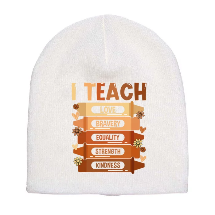 I Teach Black History Month Melanin Afro Teacher Juneteenth Short Acrylic Beanie