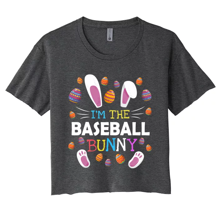 I'm The Baseball Bunny Matching Family Funny Easter Costume Funny Gift Women's Crop Top Tee