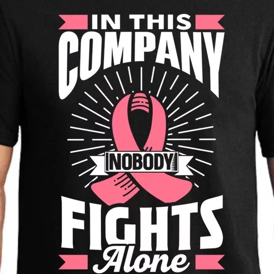 In This Company Nobody Fights Alone Pink Breast Cancer Gift Pajama Set