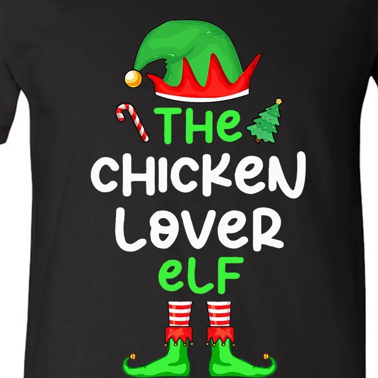 I'm The Chicken Lover Elf Xmas Matching Pajama V-Neck T-Shirt