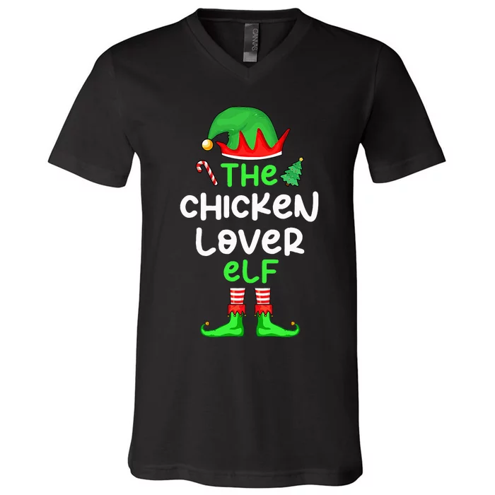 I'm The Chicken Lover Elf Xmas Matching Pajama V-Neck T-Shirt