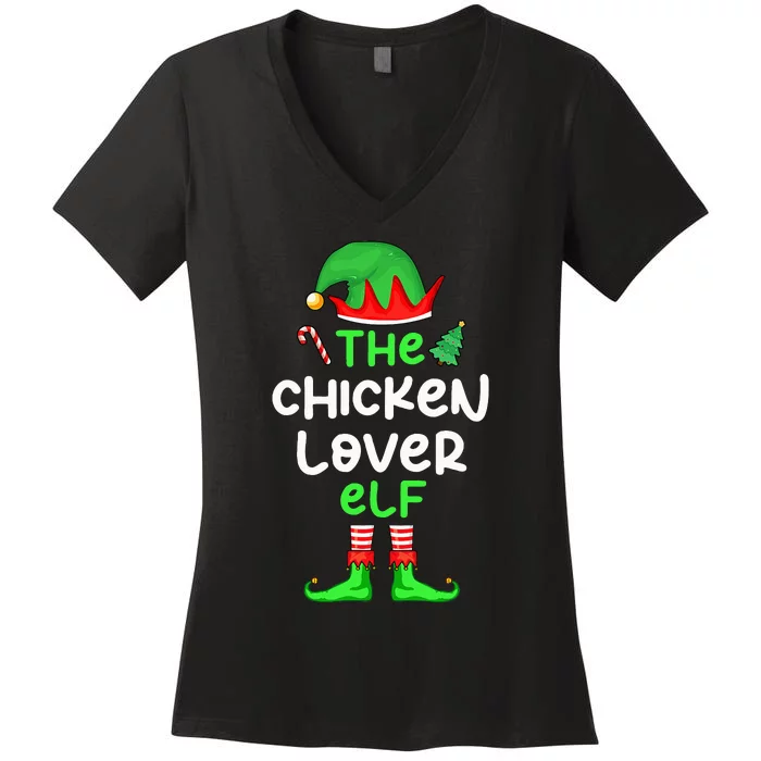 I'm The Chicken Lover Elf Xmas Matching Pajama Women's V-Neck T-Shirt