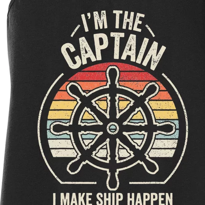 I'm The Captain I Make Ship Happen Retro Boating Women's Racerback Tank