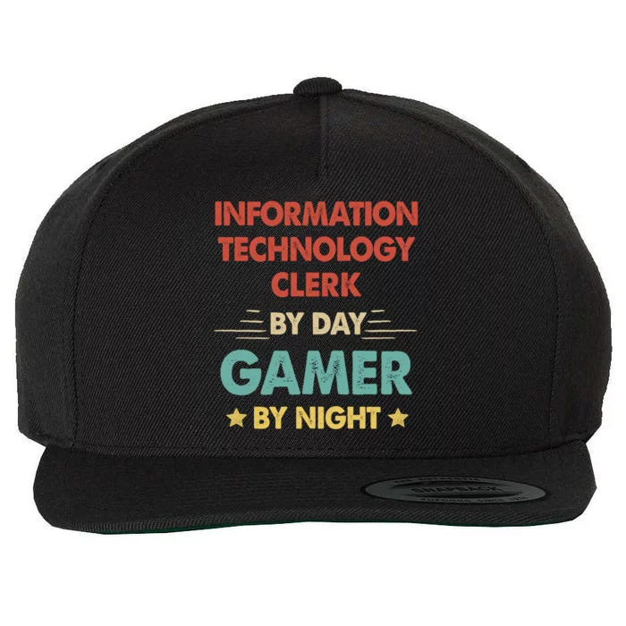 Information Technology Clerk By Day Gamer By Night Gift Wool Snapback Cap