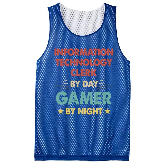 Information Technology Clerk By Day Gamer By Night Gift Mesh Reversible Basketball Jersey Tank