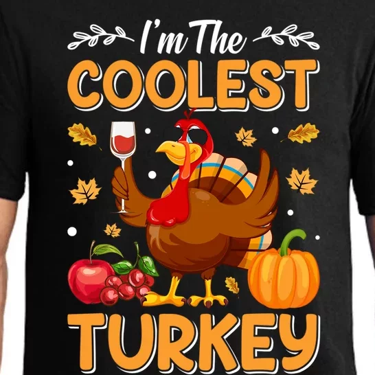 Im The Coolest Turkey In Town Illustration Graphic Designs Gift Pajama Set