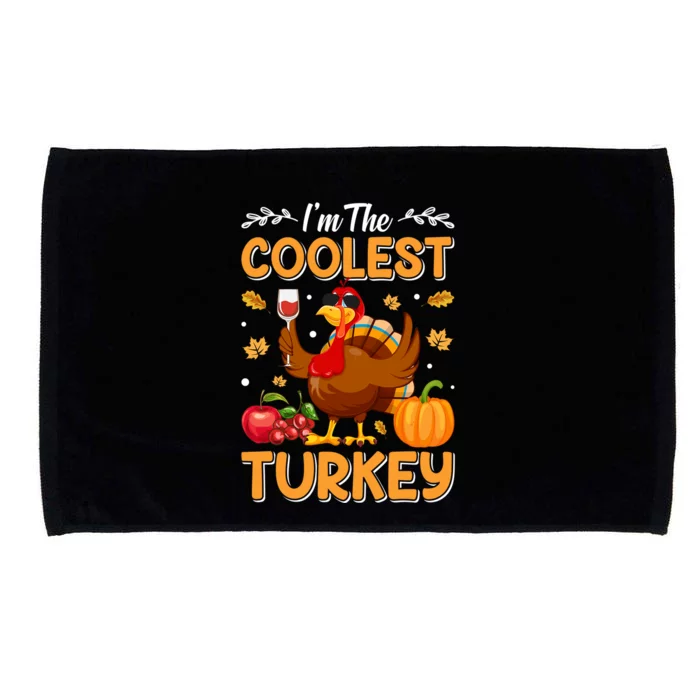 Im The Coolest Turkey In Town Illustration Graphic Designs Gift Microfiber Hand Towel