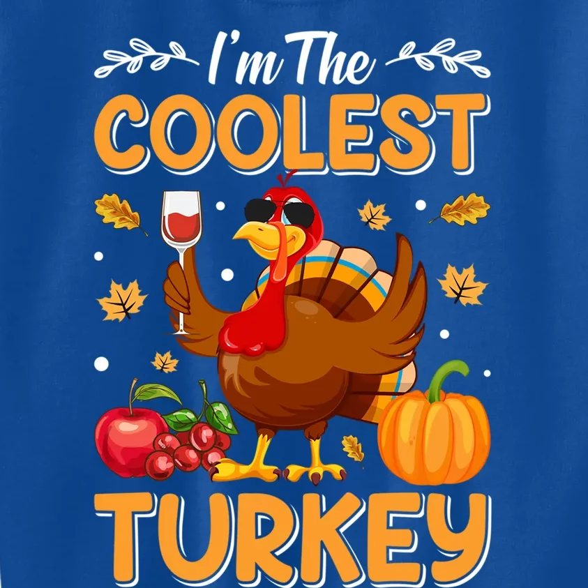 Im The Coolest Turkey In Town Illustration Graphic Designs Gift Kids Sweatshirt