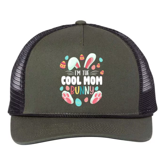 I'm The Cool Mom Bunny Matching Family Easter Party Funny Gift Retro Rope Trucker Hat Cap