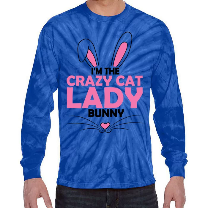 I'm The Crazy Cat Lady Bunny Graphic Cute Easter Day Costume Funny Gift Tie-Dye Long Sleeve Shirt