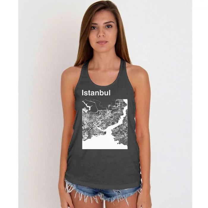 Istanbul Turkey Classic City Map Graphic Women's Knotted Racerback Tank