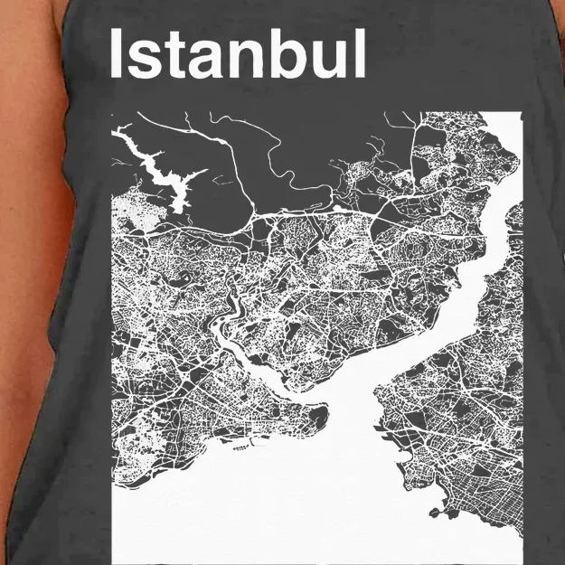 Istanbul Turkey Classic City Map Graphic Women's Knotted Racerback Tank