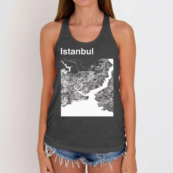 Istanbul Turkey Classic City Map Graphic Women's Knotted Racerback Tank