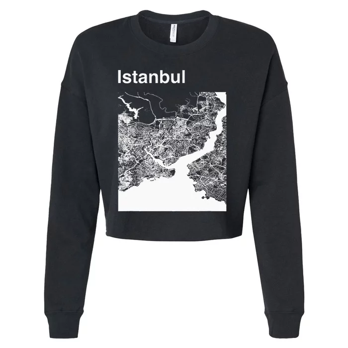 Istanbul Turkey Classic City Map Graphic Cropped Pullover Crew