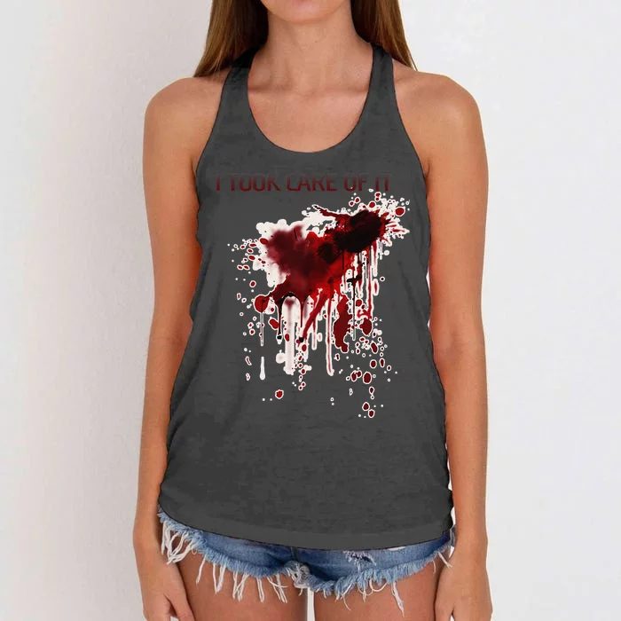 I Took Care Of It Bloody Blood Stained Horror Costume Gift Women's Knotted Racerback Tank