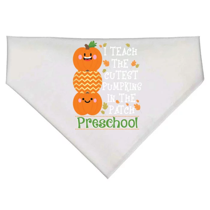 I Teach Cutest Pumpkins In Patch Preschool Halloween Teacher Funny Gift USA-Made Doggie Bandana