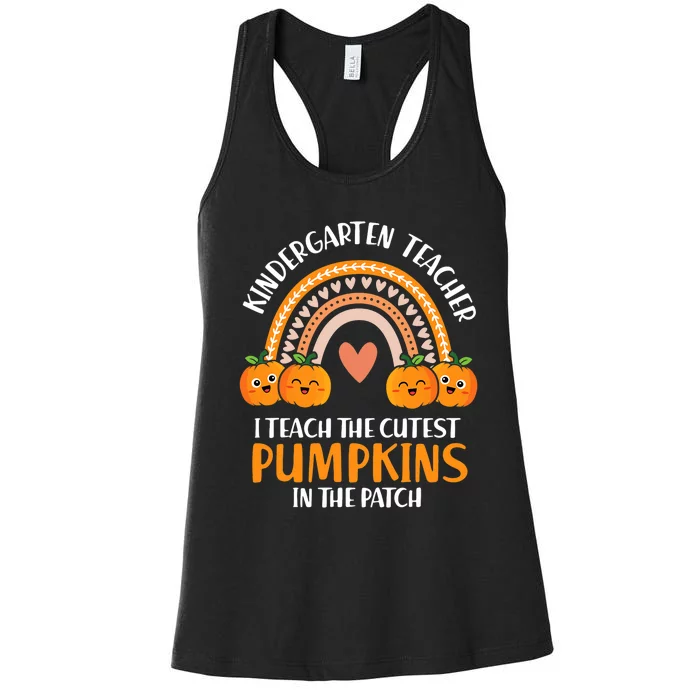 I Teach Cutest Pumpkins Kindergarten Teacher Halloween Women's Racerback Tank