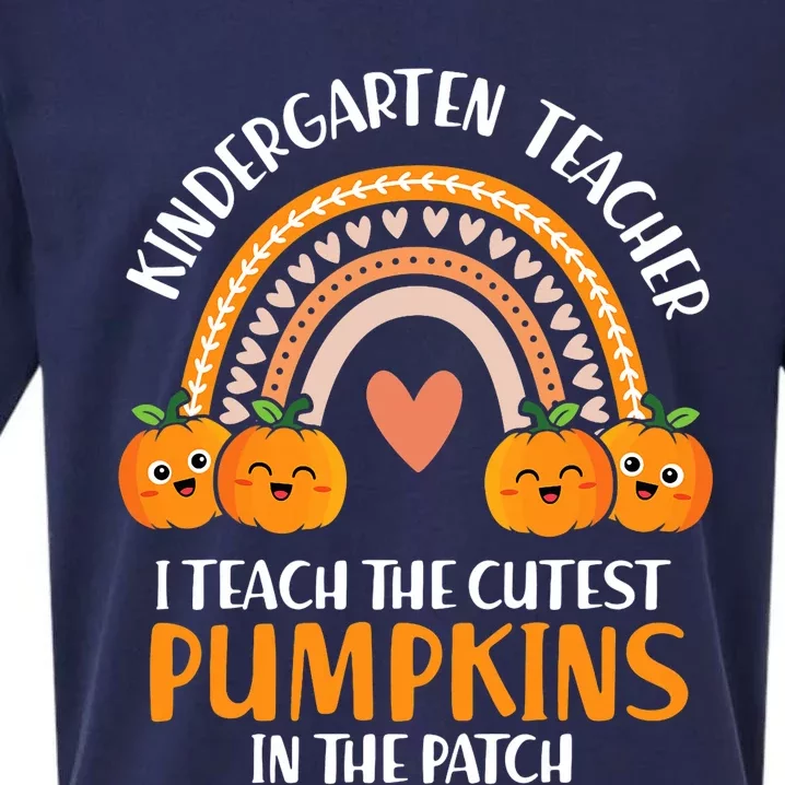 I Teach Cutest Pumpkins Kindergarten Teacher Halloween Sueded Cloud Jersey T-Shirt