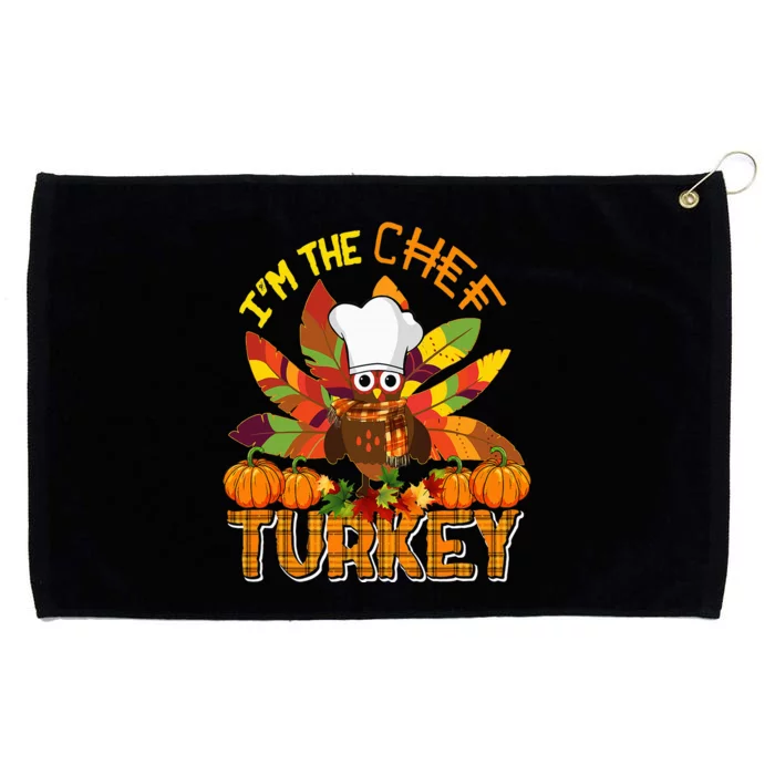 IM The Chef Turkey Thanksgiving Turkey Plaid Fall Pumpkins Grommeted Golf Towel