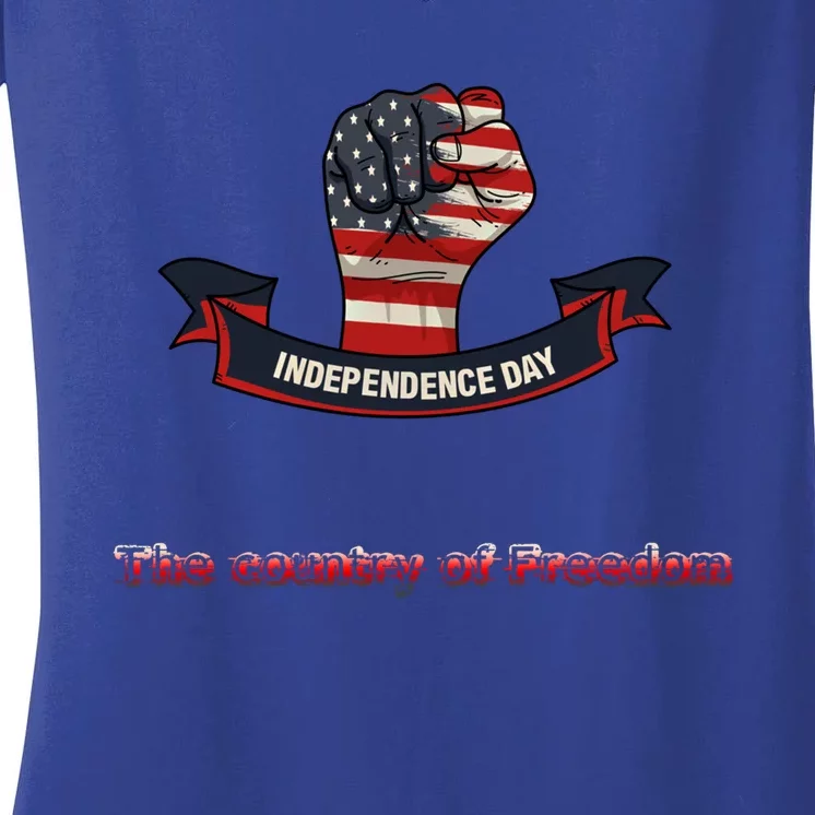 Independence The Country Of Freedom Design By Ronroyal#4 Gift Women's V-Neck T-Shirt